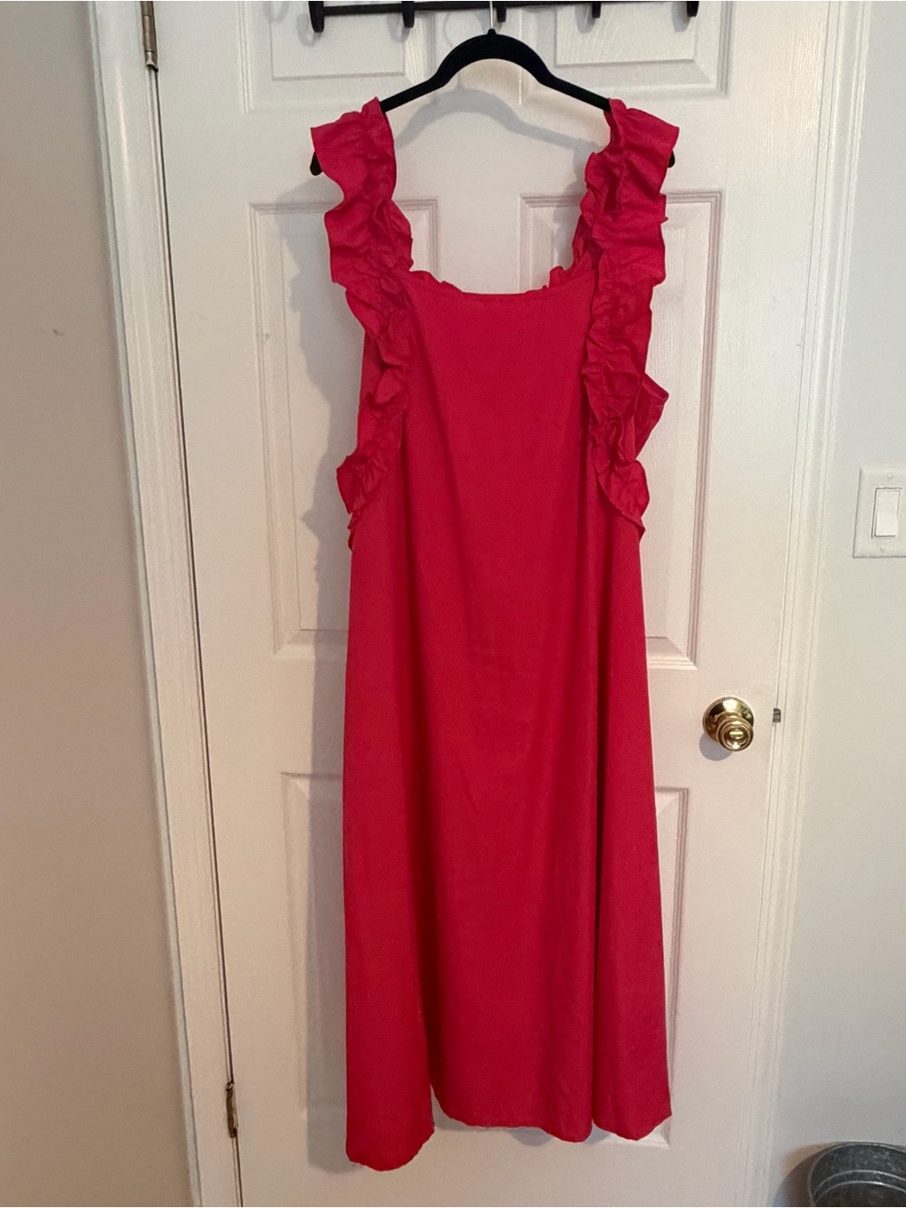 Fuchsia Ruffle-Shoulder Midi Dress - Picture 2 of 5